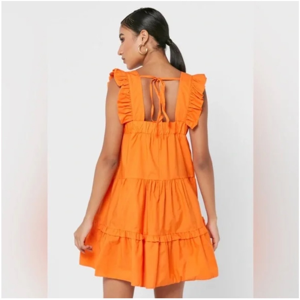 Topshop Orange Ruffle Babydoll Dress